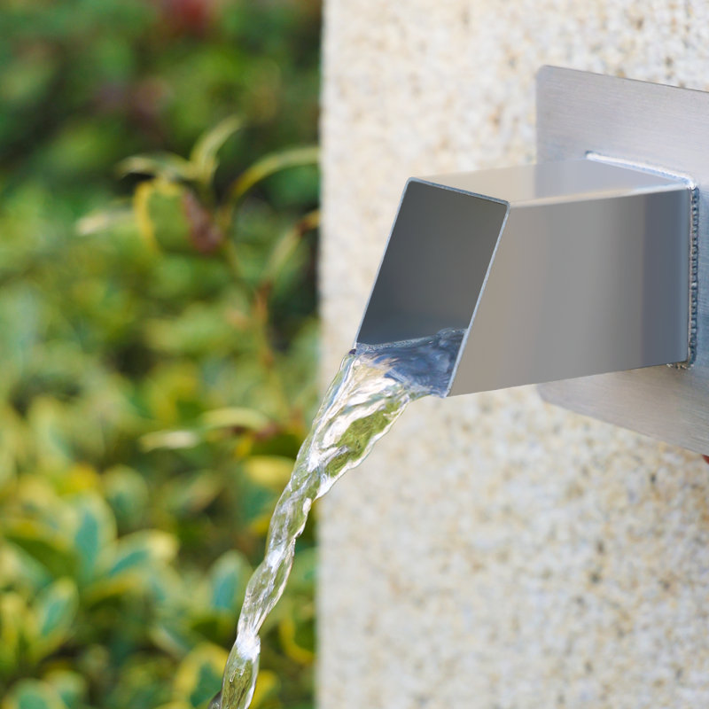 Dévidoir de fontaine d'eau carré 2 ", déversoir en acier inoxydable 316 avec déflecteur de construction pour piscines, étangs, murs d'eau, fontaines