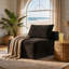 Canapé modulaire à compression noir en velours côtelé, fauteuil d'appoint sans pieds pour chambre à coucher