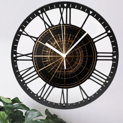 Horloge murale ronde en fer 10 po avec mouvement à quartz silencieux, chiffres romains, impression UV