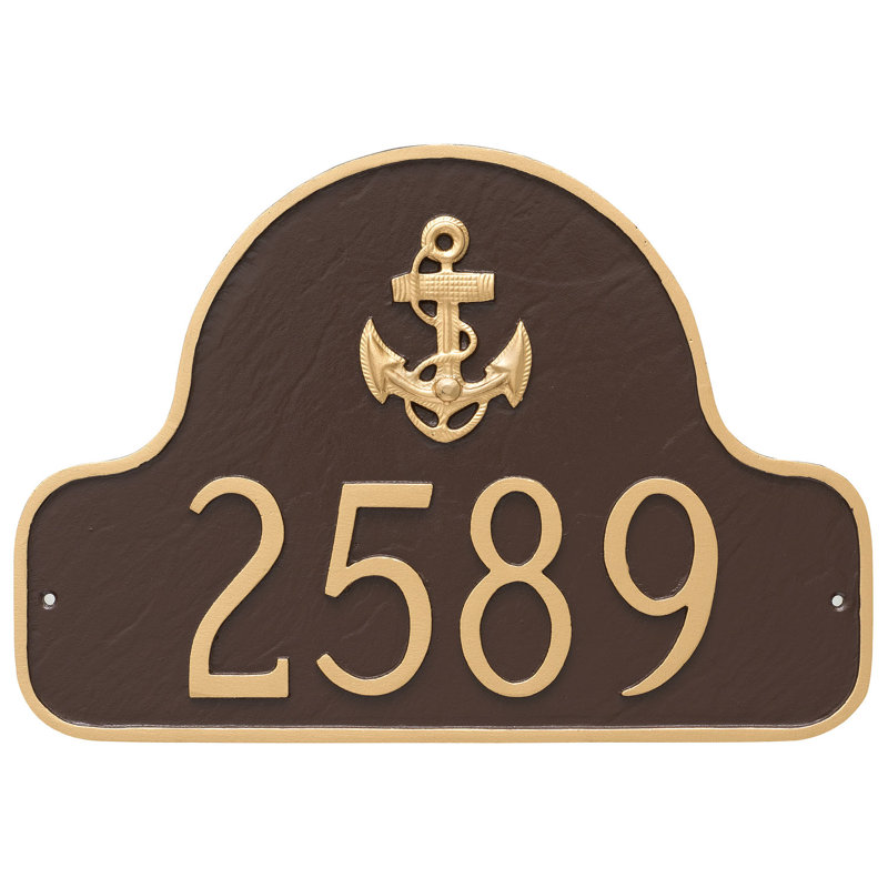 Anchor Arch Address Sign Plaque, White / Gold