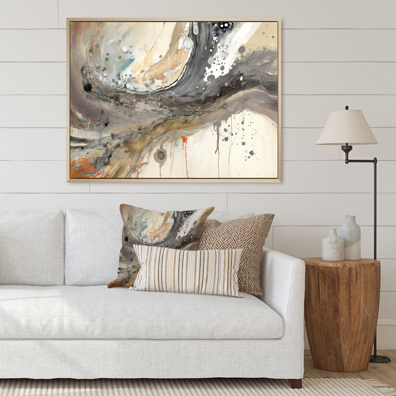 «Subtle Serenity Watercolor Waves I», reproduction sur toile, H 16 po x l 32 po x P 1 po, Cadre naturel flottant