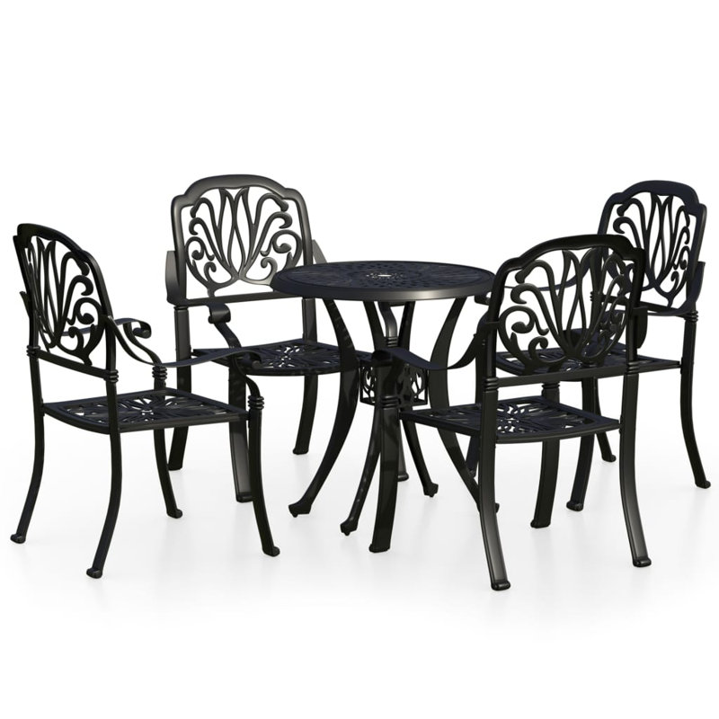Barada 4 - Person Patio Dining Set with Round Table, Black