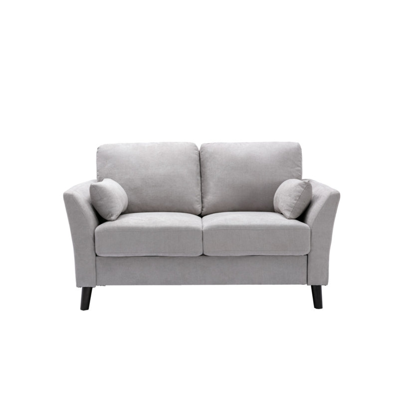 Keesha 57"W Light Grey Woven Fabric Loveseat, Light Gray