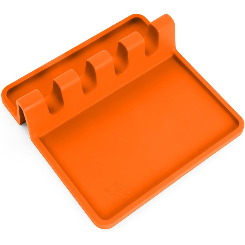 Support à ustensiles en silicone avec plateau anti-gouttes pour ustensiles multiples sans BPA Zulay, Orange