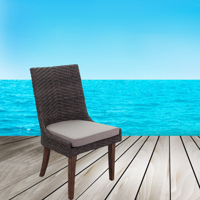Chaise de salle à manger de patio en teck avec coussin