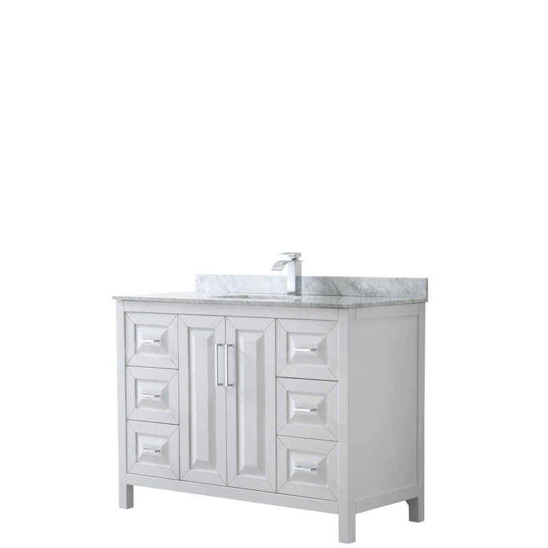 Daria 48'' W Single Vanity, White, Polished Chrome, White Cultured Marble