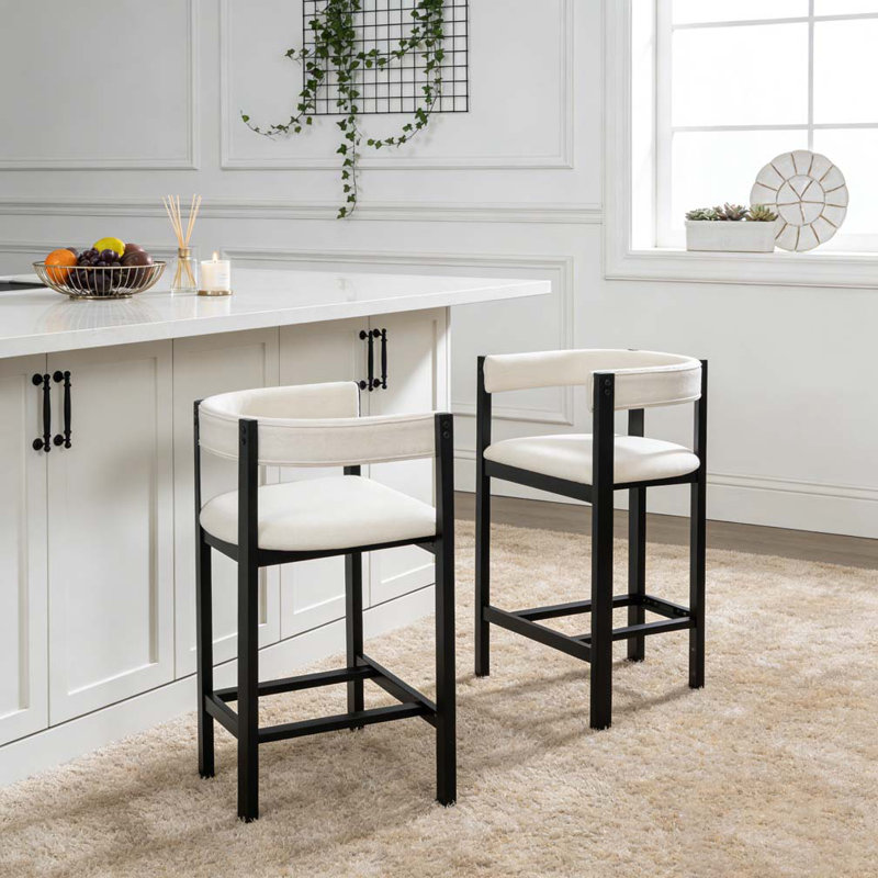 TABOURET DE COMPTOIR, Beige + noir