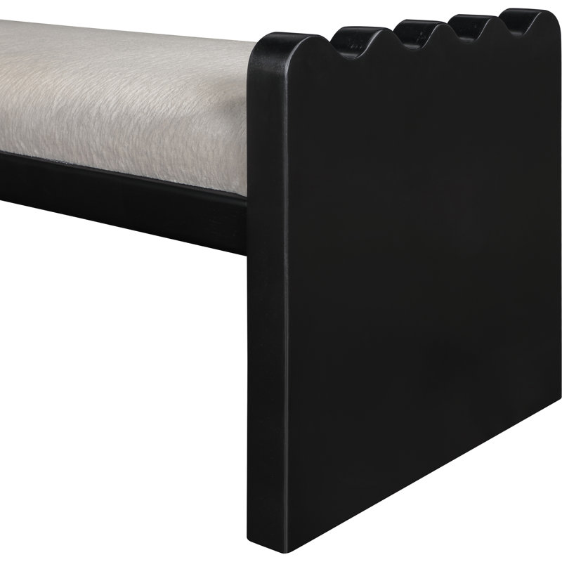 Daline Velour  Fabric Bench, Black, Beige Velour Fur Fabric