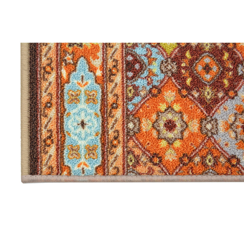 Tapis d'escalier multi-couleurs Bakhtiari, Rectangle 31,5 po x 8 po