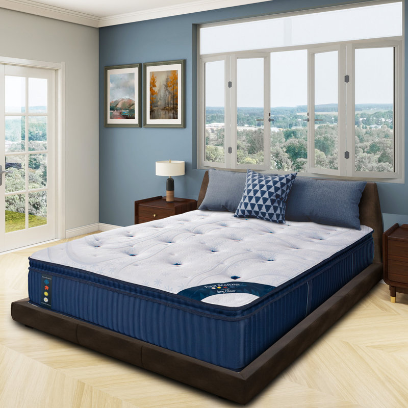 Matelas hybride à plateau-coussin 2 côtés Eloria avec confort rafraîchissant et chaud, fabriqué aux États-Unis, Lit double