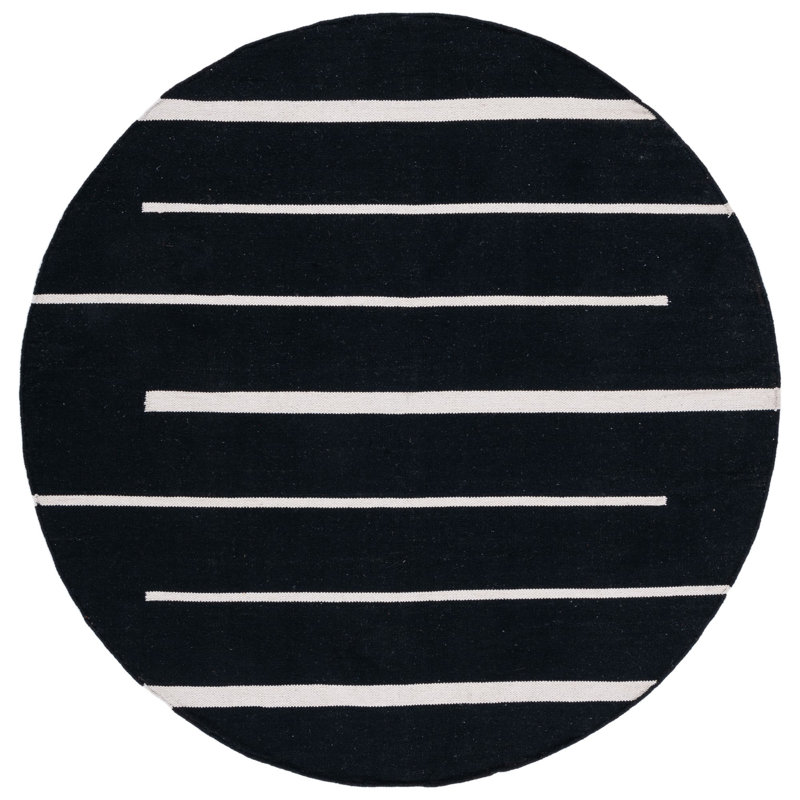 Estremera Hand Woven Cotton Striped Rug, Round 6'