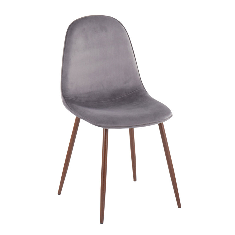 Elzada 18.5'' H Upholstered Side Chair, Gray Velvet, Walnut