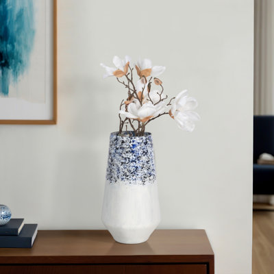 Glass Vase with Contemporary Tapered Design and Decorative Textured Detail for Modern Accent Styling