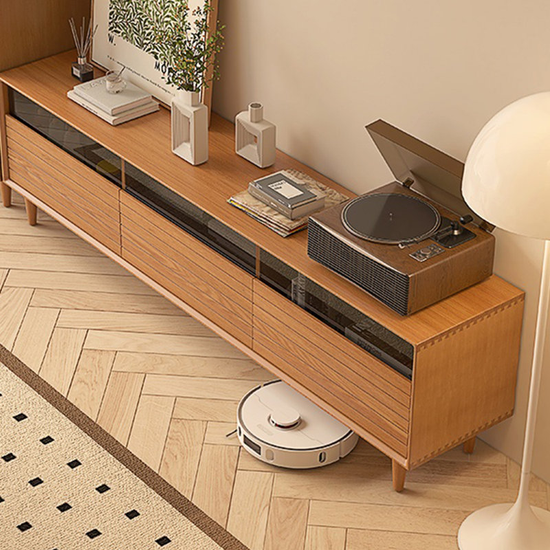 Meuble télé en bois massif de style moderne, 78.74"