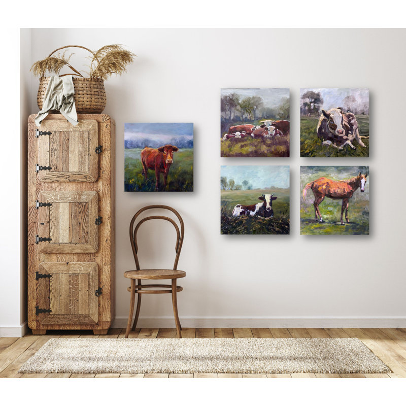 Farm Set by John Beard - Artist Enhanced Canvas Print, 20" H x 20" W x 3" D, Black Floater Framed