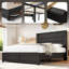  Ensemble de chambre avec grand lit 2 pièces, lit plateforme et commode 6 tiroirs Farmhouse, noir-179207649-179207652