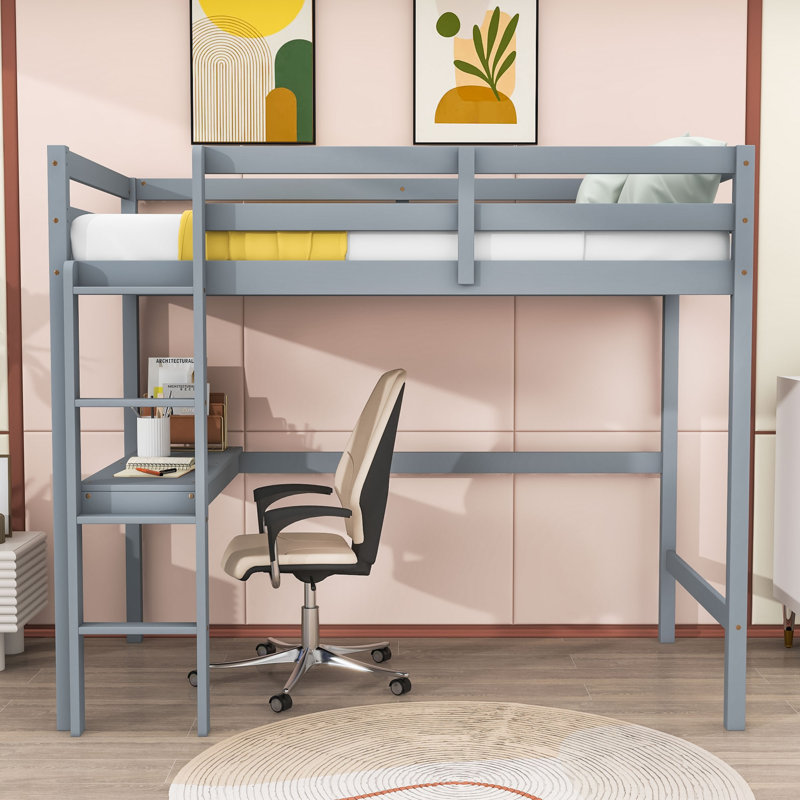 Gomara Kids Twin Loft Bed, Gray