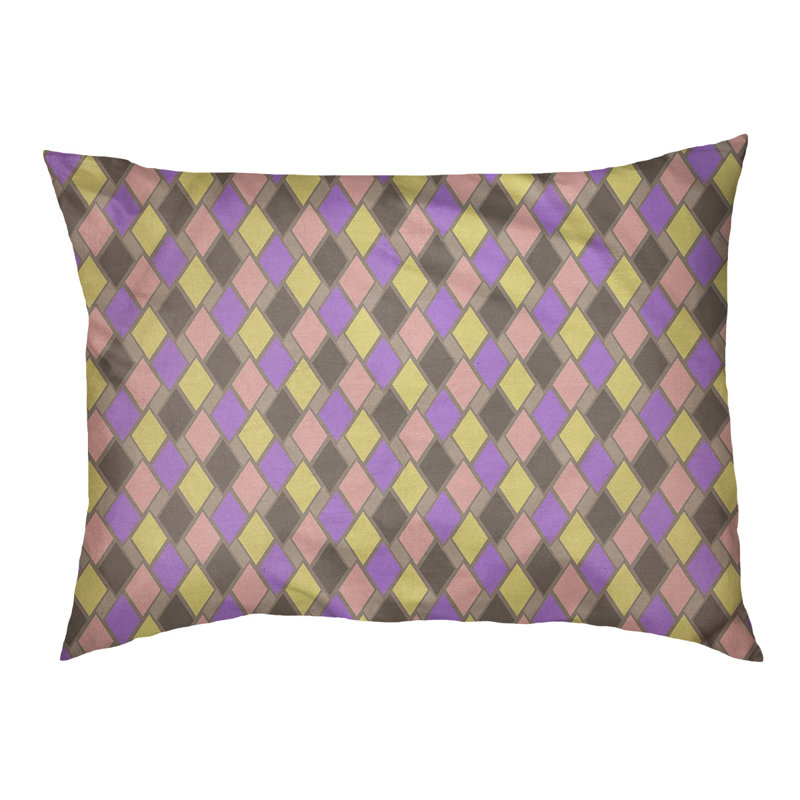 Coussin de diamants rétro Byrge, Moyen (l 30 po x P 20 po x H 10 po), Vert foncé / mauve