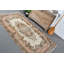 Tapis turc beige à motif floral Oushak antique idéal pour la salle à manger - style rétro rouge / beige