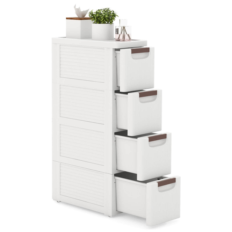 Inbox Zero 1 Pcs 4-drawer Narrow Rolling Storage Cabinet With Pull Handles Built-in Wheels