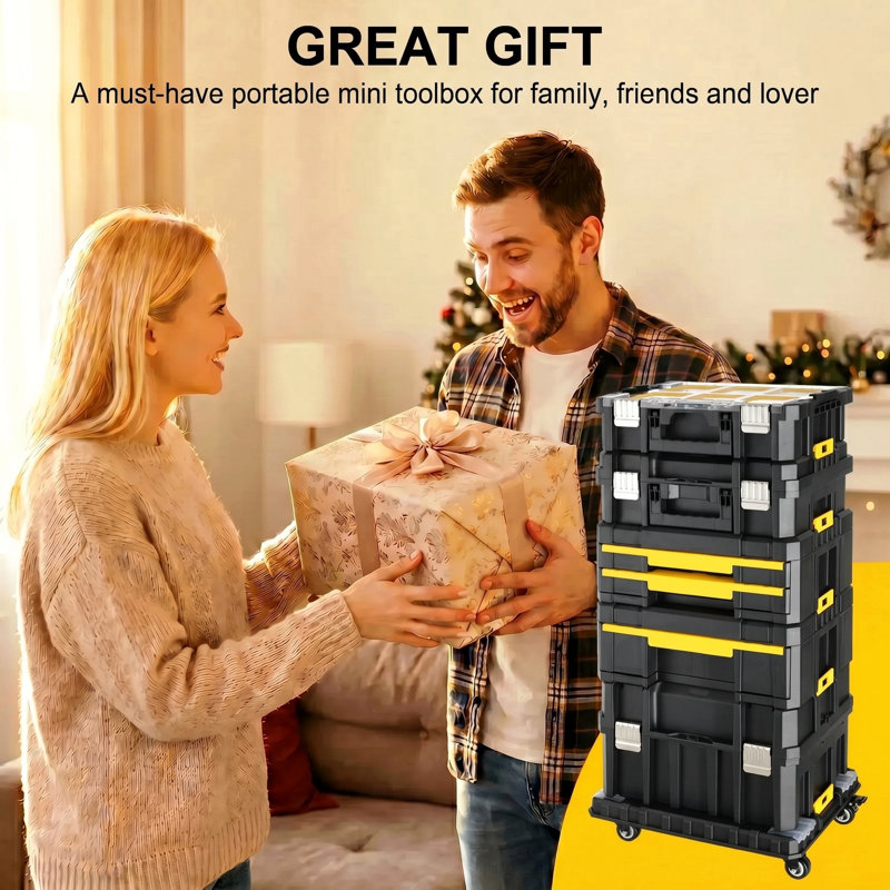  Boîte à outils roulante empilable avec roulettes - système d'organisation modulaire 5 en 1, boîte à outils portable avec tiroirs pour le rangement dans le garage, les réparations à domicile et les ateliers professionnels