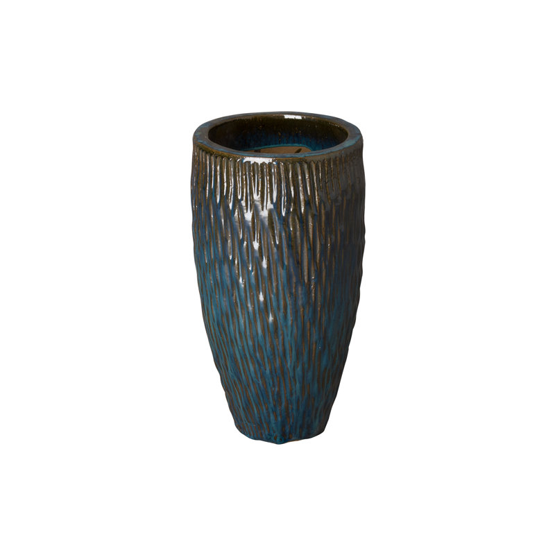 Abdussalam Handmade Ceramic Planter, Teal, 23" H x 13" W x 13" D