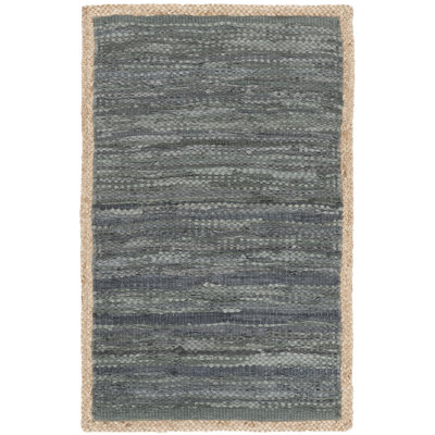 Zeitler Hand Woven Cotton Solid Colour Rug in Grey/Natural