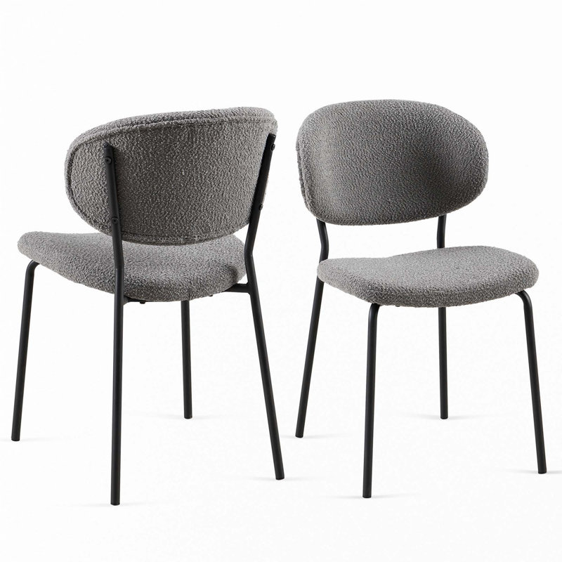 Boucle Fabric Dining Chairs, Gray