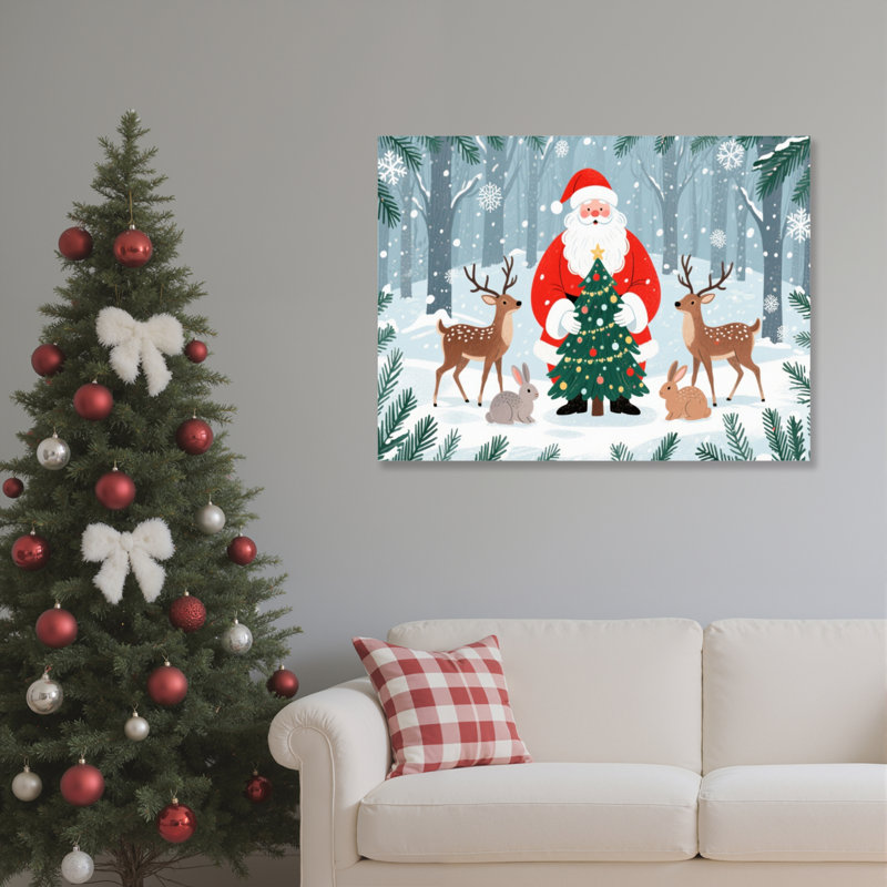 Arbre de père Noël, art mural sur toile, H 16 po x l 24 po