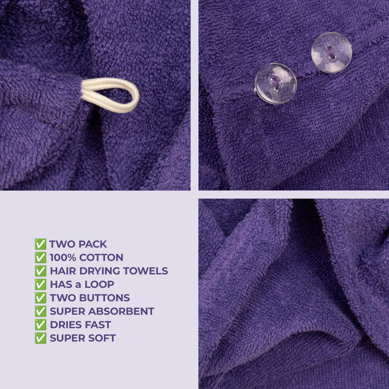 Serviettes 100% coton, longs poils bouclés, Mauve