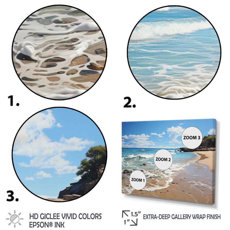Beach Serenity Shore - Nautical & Beach Wall Art Prints, H 34 po x l 44 po x P 1,5 po, Cadre flottant noir