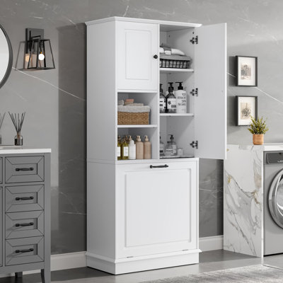 MDF Bathroom Tall Storage Cabinet, Linen Cabinet