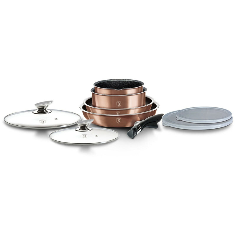 9 - Piece Aluminum Cookware Set, Rose Gold