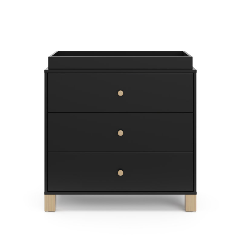 Commode 3 tiroirs California, Noir, noir, noir, noir