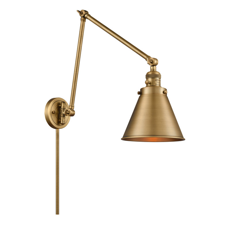 Shauna Steel;Cast Brass Swing Arm Sconce, LED, Brushed Brass