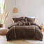 Ensemble d'édredon 7 pièces en micro velours côtelé brun grand-117539127-117539128