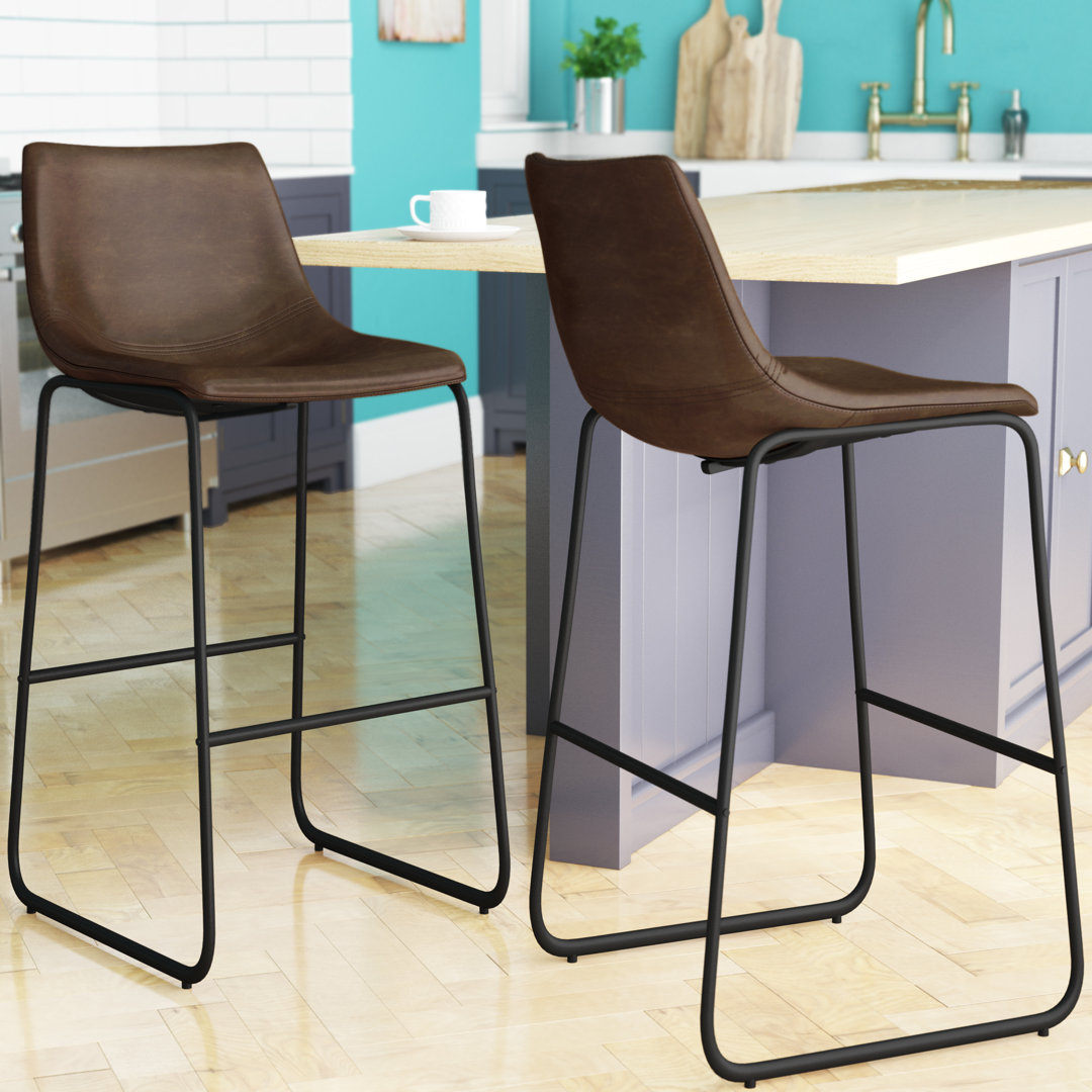 Julienn Bar & Counter Stool (Set of 2) Williston Forge Upholstery: Brown, Seat Height: Bar Stool (28.5" Seat Height)
