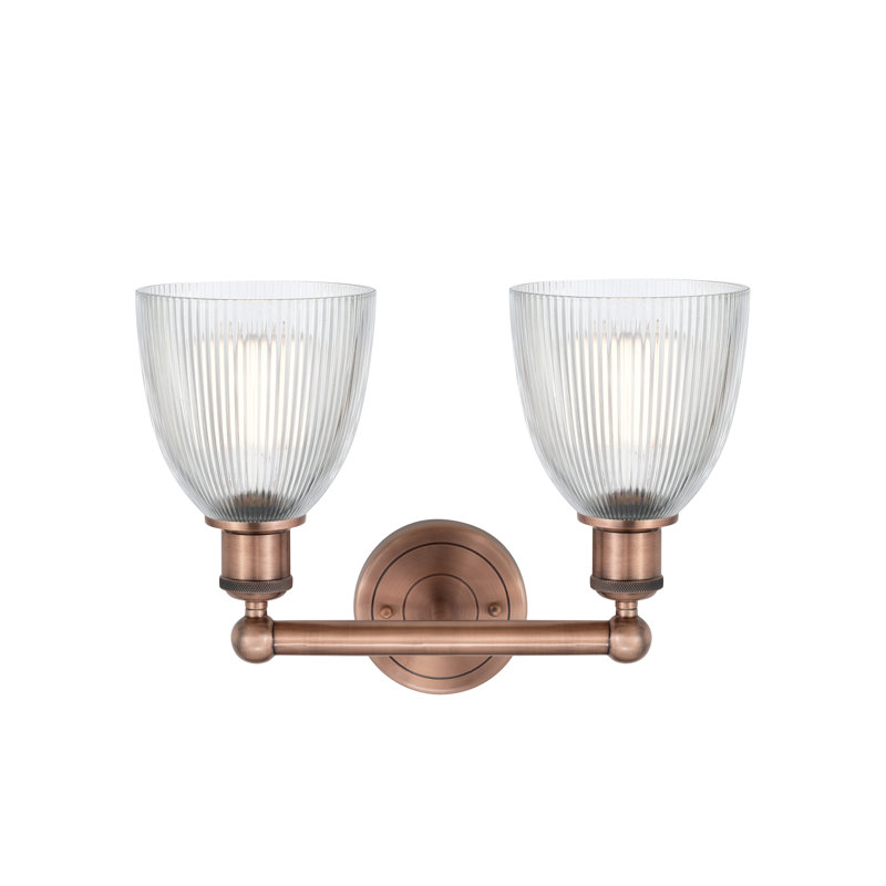 Éclairage pour meuble-lavabo à 2 lumières 15 pouces Philomene, Transparent, Cuivre antique
