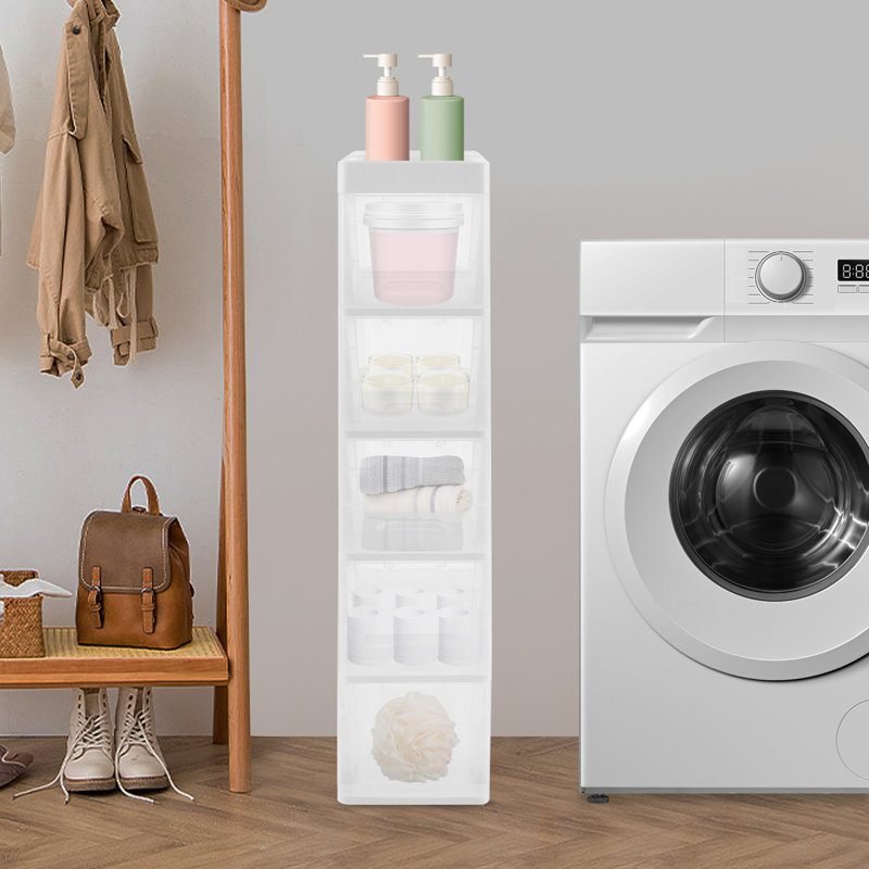 Armoire de rangement à 5 niveaux pour salle de bain, Clear White