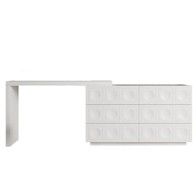 Rozy White Modern LED - Lit Bedroom Vanity with Acrylic Chair by Hokku Designs