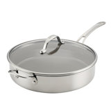Anolon EverLast Clad Ceramic Stainless Steel Saute Pan with Lid, 5-Quart, Silver