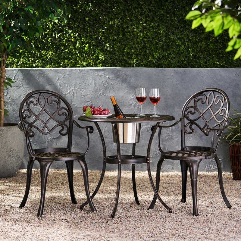 Bistro 3 pièces en fonte d'aluminium en cuivre avec seau à glace pour les loisirs - Deck Enjoy