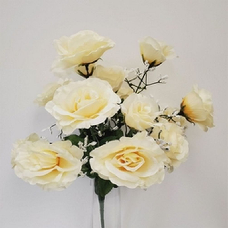 Roses et tiges, Crème / jaune