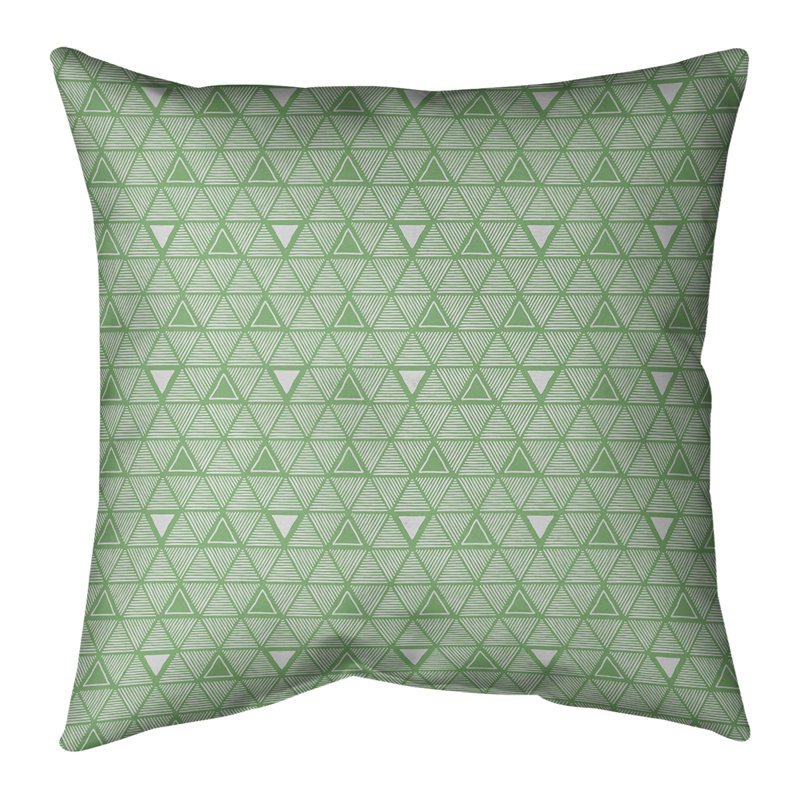 Coussin décoratif triangles dessinés à la main classiques, H 20 po x l 20 po, Duvet synthétique, Vert clair