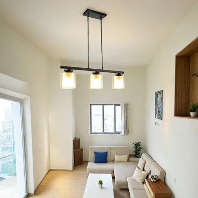 24-inch Three-head Black Pendant Light