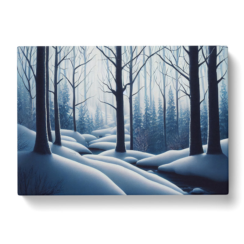 Snowy Winter Forest Vol.2 - Wrapped Canvas Painting, 35cm H x 50cm W x 3cm D