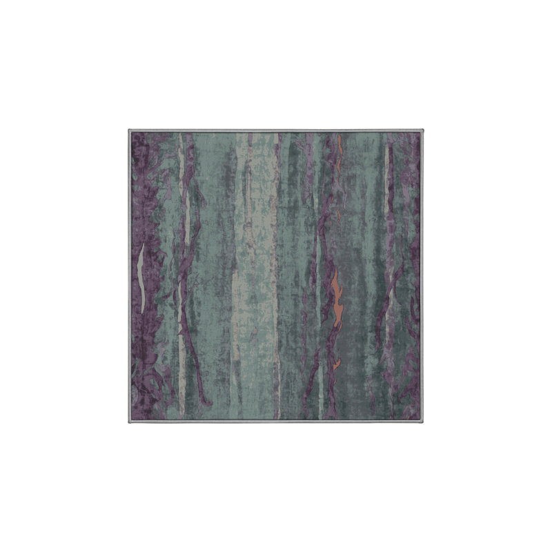 Machine Washable Gray Area Rug, Square 4'