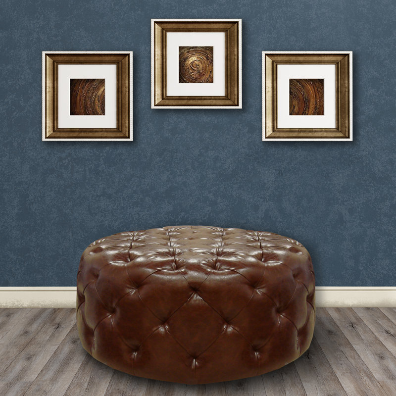 Bartlow Faux Leather Ottoman, Brown Faux Leather