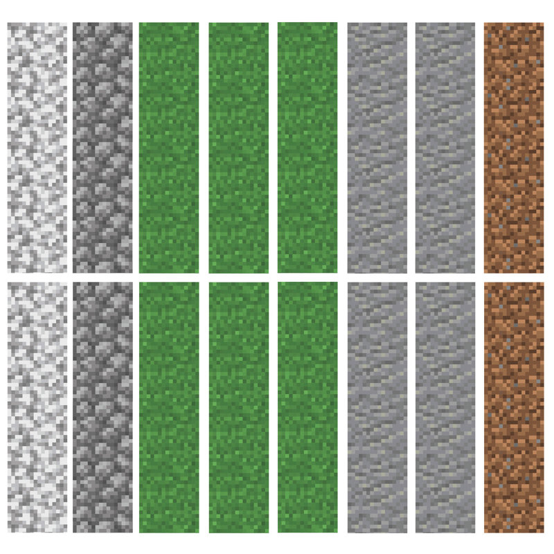Minecraft Block Strips Green and Gray Reusable Wall Decals
