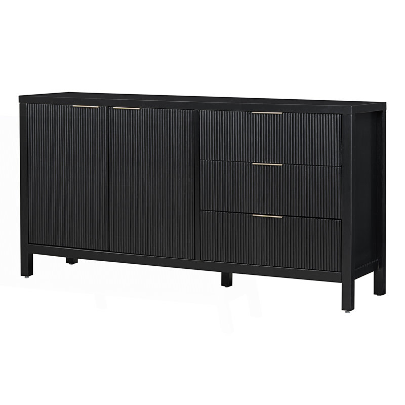 Buffet décoratif, buffet à motif ondulé minimaliste avec rangement fonctionnel